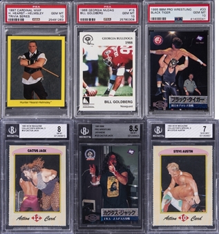 1988-1997 Wrestling Hall of Famers PSA/BGS-Graded Card Collection (6 Different) Including Stone Cold Steve Austin, Cactus Jack, Triple H & More Featuring GEM MT 10 Examples!